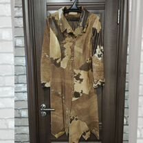 Плащ женский длинный из комбинированной кожи